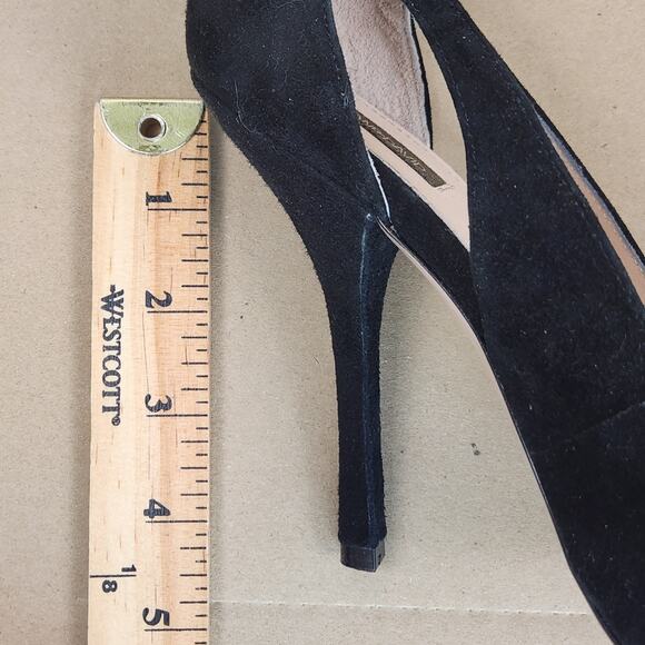 Joan & David Black Suede Strappy Pumps Women’s SZ 9M Pointed Toe Bow Stiletto - Picture 5 of 16